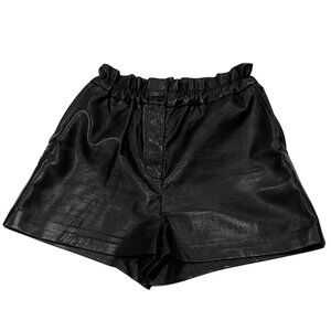 Wilfred Black Faux Leather Shorts, Pockets, Black, 4